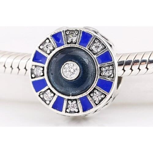 Authentic S925 Charm Blue Mosaic Charm fit Lady Bracelet Bangle DIY Jewelry