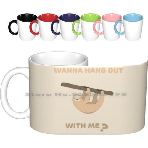Hanging Brown Sloth With Ambiguous Text Ceramic Mugs Coffee Cups Milk Tea Mug Sloth Brown Hanging Text Ambiguous Sociable Cute