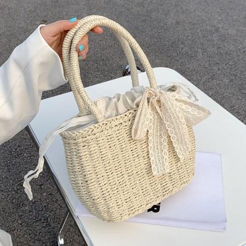 Casual simple Bohemian Handbag Straw Bags for Women Summer Hand-Woven Straw Bag Handmade Woven Purse Beach Bag