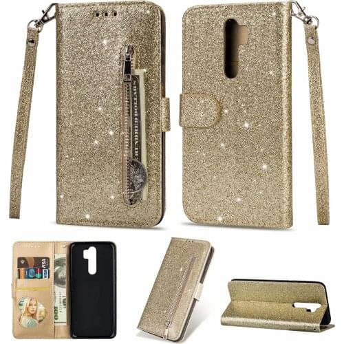 Luxury Bling Zipper Glitter Case For XiaoMi RedMi Note 10 9 8 7 Pro 9A 8A 8T 7A Mi 11 10T 9 9se Lite POCO X3 Funda Cover Case