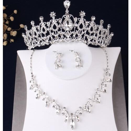 Luxury Sparkling Crystal Bridal Jewelry Sets Choker Necklace Earrings Tiaras Sets African Beads Jewelry Sets Wedding Jewelry Set