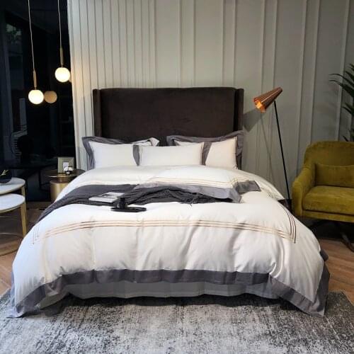 Luxurious Egyptian cotton pure color duvet cover, large king-size bedding, simple and elegant life