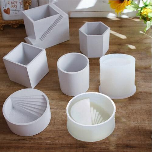 Diy Silicone Mold Crystal Epoxy Concrete Plaster Abrasives Storage Box Decoration Square Flower Pot Vase Craft Mould