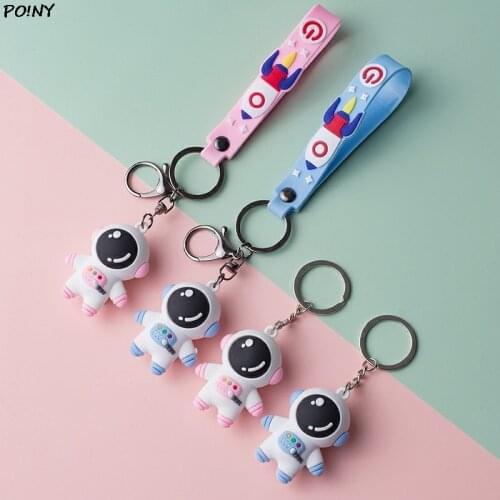 Cute Space Astronaut Rocket Planet KeyChain Spaceman Universe Metal Key Ring For Men Women Anime Car Accessories