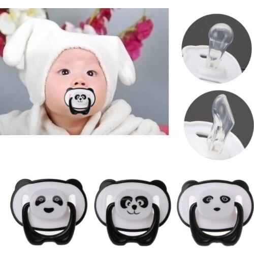 Cute Panda Nipple Dummy Pacifier Baby Food Grade PP Silicone Soother Toddler Orthodontic Nipples with Ring Teether Baby Pacifier