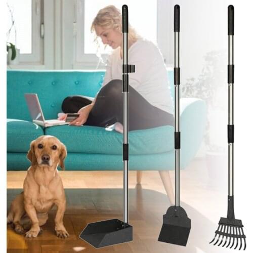 3Pcs/Set Pet Dog Pooper Scooper With Metal Rake /Tray & Spade Cat Waste Long Handle Detachable Cleaner Pick Up