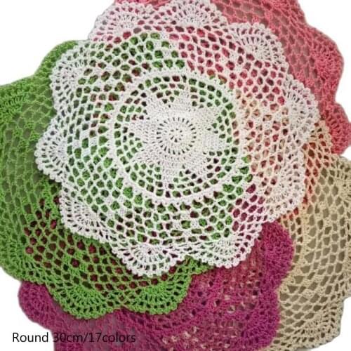 Modern round cotton placemat cup coaster mug kitchen Christmas table place mat cloth lace Crochet tea coffee doily Handmade pad
