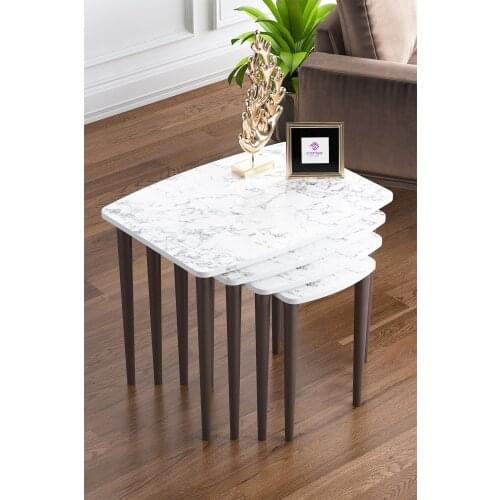 Modern Telwe Series White Marble Pattern Mdf Zigon Coffee table Pad coffe table