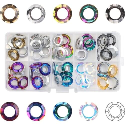 100pcs/box Big Hole Beads 8x14mm Glass Round Bead Crystal Pendant Cosmic Ring for Jewelry Making Necklaces Earrings Accessories