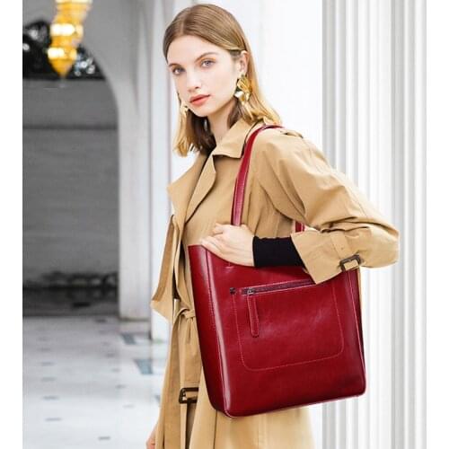 Womens bag female genuine leather Fashion Oil Wax Real Cow Leather women bag over shoulder Bag crossbody bags for women Handbag