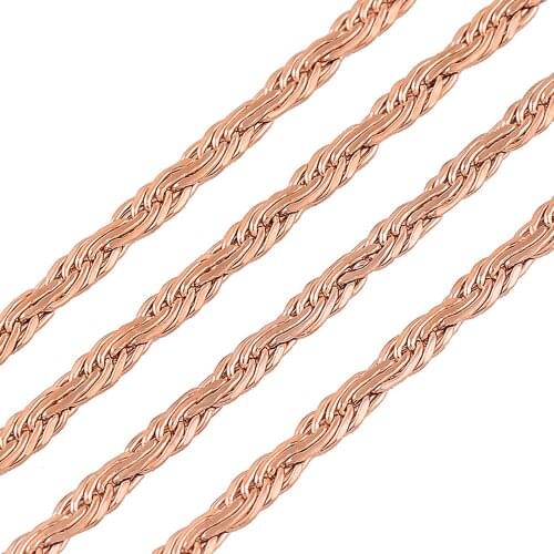 Fashion Width 2mm Women and Men Flat Chain Stainless Steel Necklace For High Quality Rose Gold Color Chain Jewelry