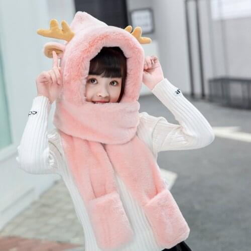 3-12 Years Old Boys Girls Winter Child Novelty Caps Warm Cute Bear Ear Hat Casual Plush Hat Scarf Gloves Set Casual Kids Caps