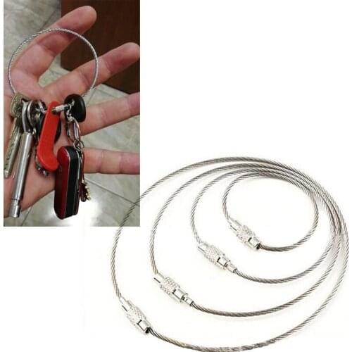 1 set 3 different size Tag Rope Wire Cable Loop Screw Lock Gadget Ring Key Keyring Circle Camp Hanging keychain