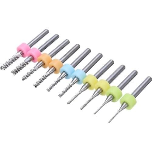 10pcs/set Carbide Micro Drill Bits Set PCB Carving Drill 1/1.5/2/2.5/3mm for CNC Rotary Cutter Engraving Milling Cutting Tool