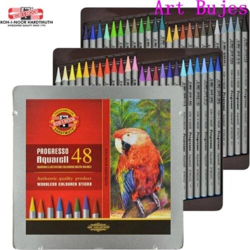 12/24/36/48 oily color pencil Czech KOHINOOR HB non-wood smooth water soluble painting color pencil iron box student adult using