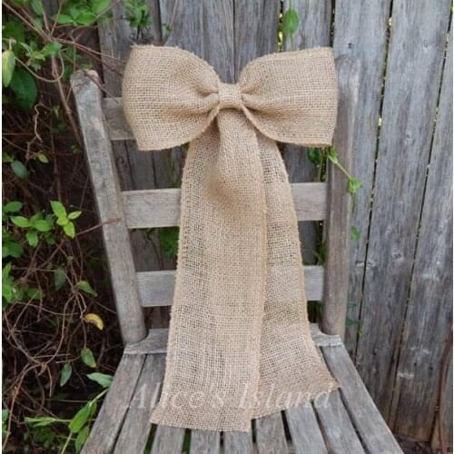 2pcs/lot Burlap Pew Bow Rustic Wedding Church Pew Fall Wedding Burlap Wedding Country Decor Vineyard Wreath Bow Customizable