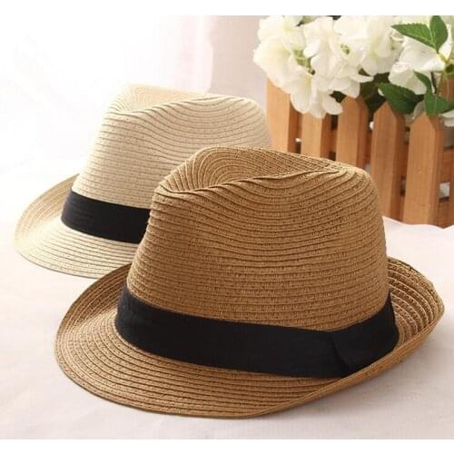 2017 Sun Hat for Women Mens Jazz Cabin Panama Soft Cap Feedoras Summer Chuck Simple Lace Belt Beach Hat Pillow Cap