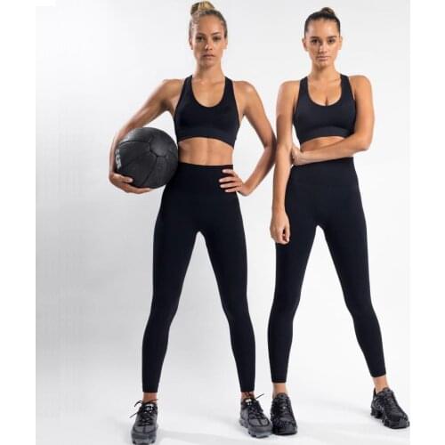 2020High Waist Yoga Crop Bra and Leggings Sport Suit Quick Dry Elastic Fitness Two Piece Set Seamless Tracksuit Women