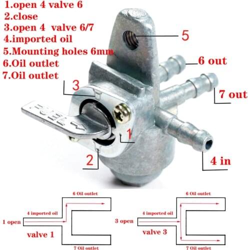 Fuelcock YMH 3-Port Gas Fuel Valve Switch Petcock Tap Valve Switch For Motorcycle Dirt Bike ATV