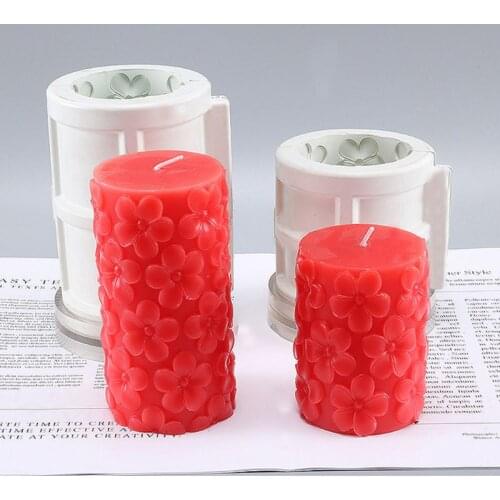 3D Cylindrical Flower Plastic Candle Mold Wax Soap Making DIY Craft Decorating