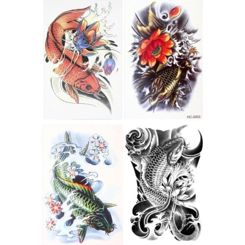 4 pcs/set Waterproof Temporary Japanese Carp Body Art Beauty Makeup Tattoo Stickers