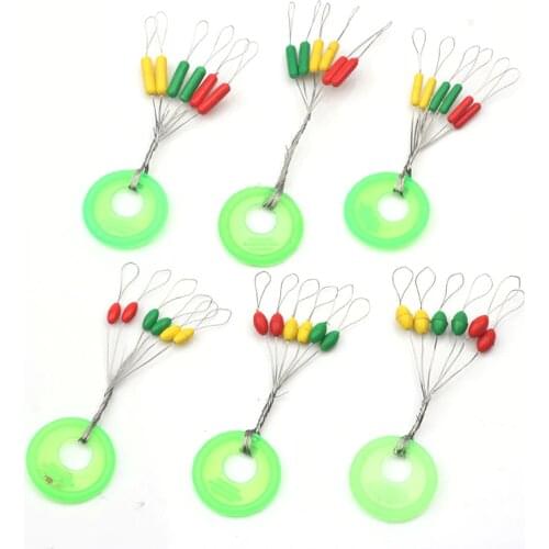 60pcs Colorful Rubber Float Stops Space Beans Oval Stopper Connector Line Buoys Fishing Bobber Float Carp Fishing Accessories