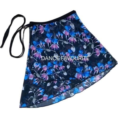 Dark Color Chiffon Printing pattern Ballet Wrap Skirt Floral Print Ballet Dancing Dress light color wrap skirt