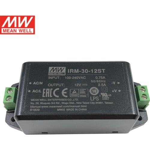 MEAN WELL IRM-30-12ST 30W Screw Terminal Encapsulated Power Module 110V/220V AC to 12V DC 2.5A Meanwell Module type Power Supply