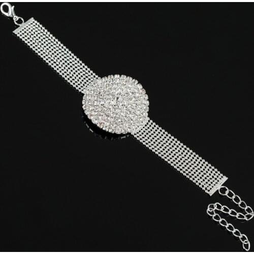 Crystal Bracelet Link Chain Crystal Watch Shaped Fine Jewelry Bracelets for Women Wedding Party Bijoux
