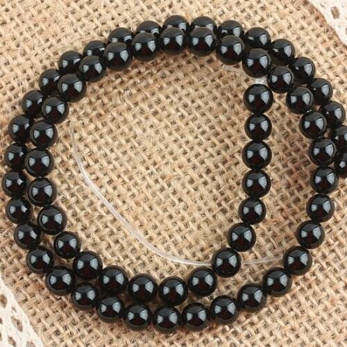TUMBEELLUWA 6mm Black Agate Stone Loose Spacer Beads Charms For Jewelry Making DIY Necklace Bracelet Accessories