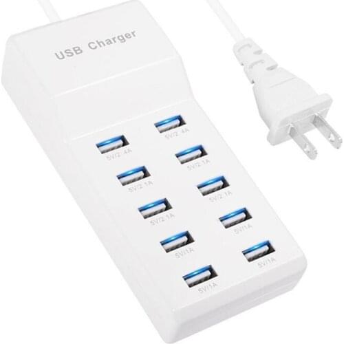 Fast Charge 5V/10A 10 Ports 60W Fast USB Charging Desktop Mobile Phone Charger Adapter US EU Plug For iPhone for Samsung