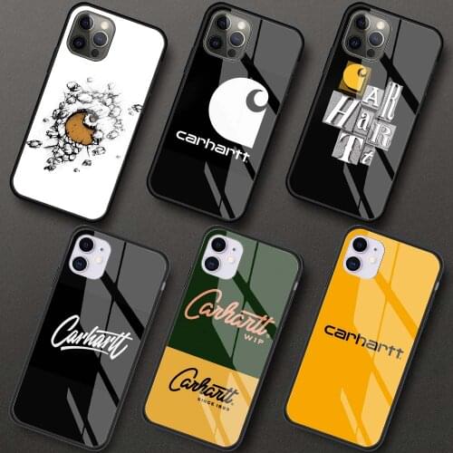 Famous brand carhartts Tempered Glass Phone Case for iPhone 11 12 Pro Mini XR X 7 8 XS Max 6 6S Plus SE 2020 Mobile Phones Cover