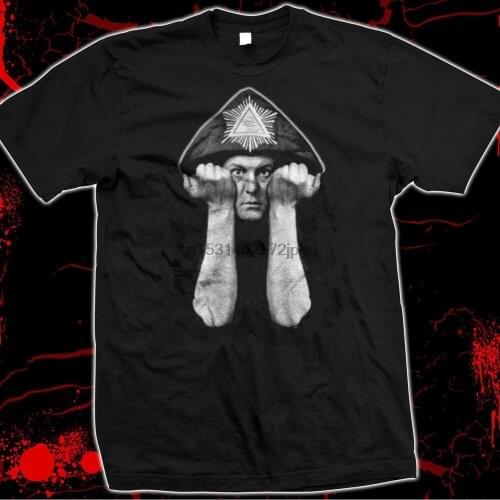 Aleister Crowley Occult Black Magik silk screened 100% cotton t shirt