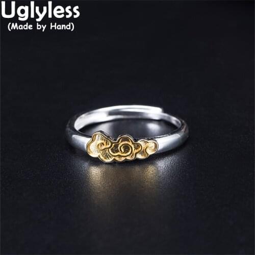 Uglyless Bring U GOOD LUCK Clouds Rings for Women Exotic China Chic Jewelry 100% 925 Sterling Silver Rings Glossy Silver Bijoux