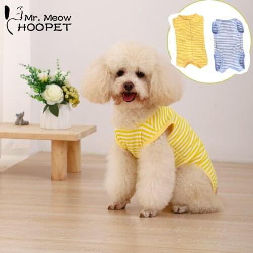 Hoopet Cool Summer Dog Coverall Stripe Cat Clothes Small Puppy T-Shirt Breathable Soft Cotton Pet Clothes