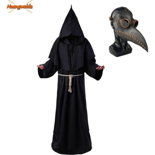 Plague Doctor Costumes Christian Cosplay Plague Doctor Mask Halloween Costume for Women Latex Steam Punk Middle Ages Black Death