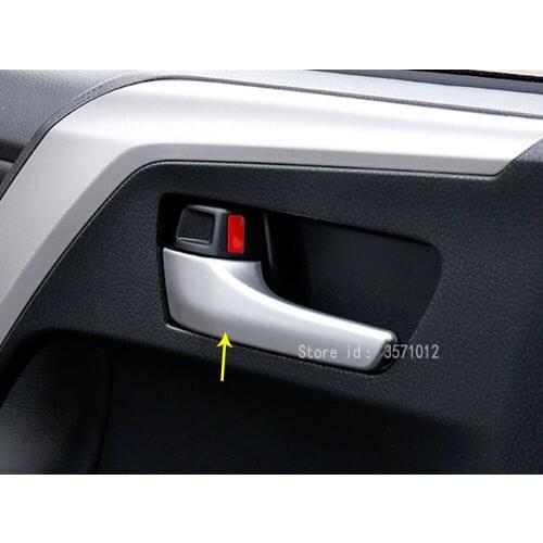 Car Styling Cover ABS Chrome Door Cover Inner Built Handle Bowl Armrest Handrail Molding 4pcs For Toyota RAV4 2016 2017 2018