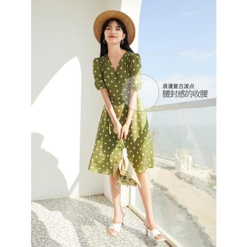 Fashion V collar short sleeve Elegant Dress Ladies Chiffon wave Long dresses Summer Party Robe Vestidos Celebrity style
