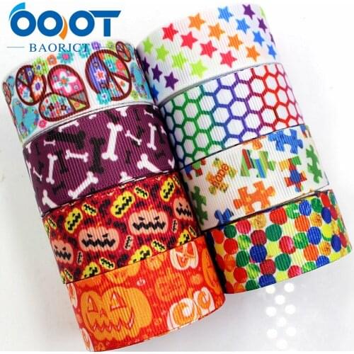 OOOT BAORJCT 176169 22mm 10yard Cartoon Ribbons Thermal transfer Printed grosgrain Wedding Accessories DIY handmade material