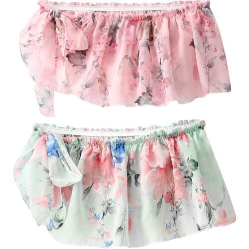 New Men Floral Print Chiffon Skirted Briefs Boxer Frilly Ruffle Side Lace-Up Sissy Lingerie Skirt Nightwear Role Play Costume