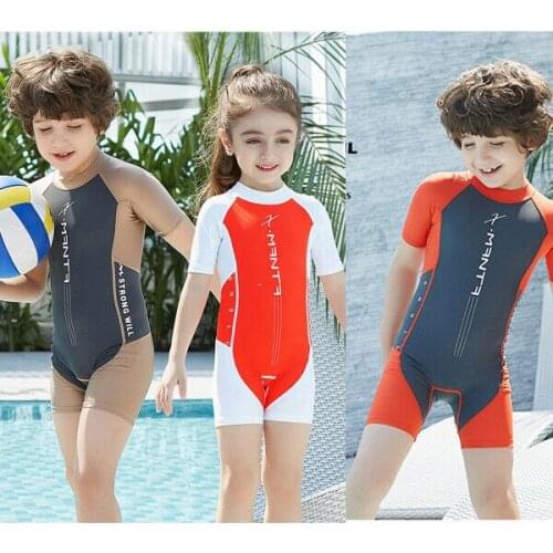 NEW One-piece Beachwear Diving Swimsuit Kids Boys Girls Swimming Suit Short Sleeve