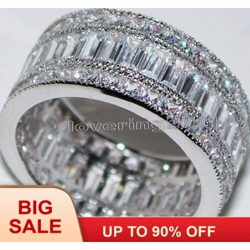 Fashion Jewelry Engagement Jewelry Princess cut 20ct Gem 5A Zircon stone 14KT White Gold Filled Wedding Band Ring Sz 5-11