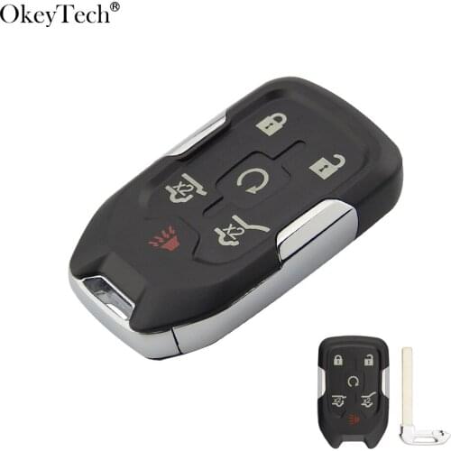 Okeytech Smart Keyless Fob Shell 6 Buttons For Chevrolet Suburban Tahoe for GMC YUKON Uncut Blade Replacement Remote Key Case