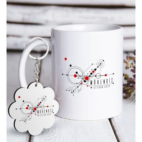Personalized Professional Engineer White Mug and Keychain Gift Seti-5