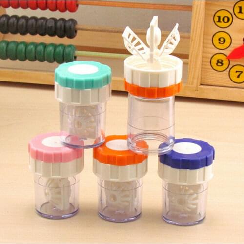 3.2cm*3.2cm*4.7cm Portable Manually One Plastic Contact Lens Cleaner Washer Cleaning Lenses Case Tool