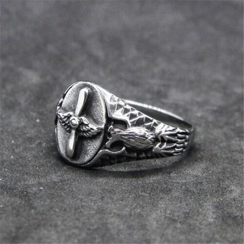 Rany&Roy Newest Animal Angle Wings Ring 316L Stainless Steel Jewelry Fashion Biker Style Men Boys Ring