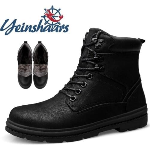 Luxury Genuine leather Warm Men Winter Boots Plush Mens Ankle Boots Male Casual Leather Shoes Outdoor Snow Boots Cowboy Botas