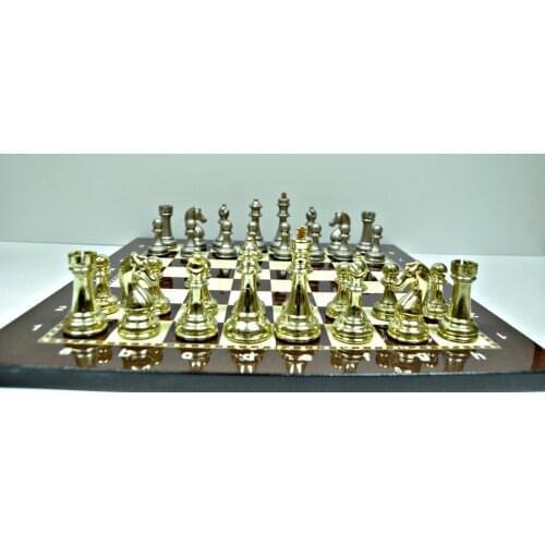 Luxury Cast Chess set-Chrome Plated Big size chess game blocks wooden game board chrome plated chess set