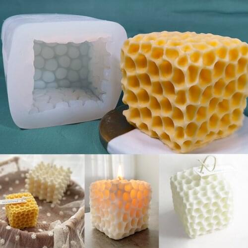 Square Cube Candle Mold Scented Candle Silicone Mould For DIY Handmade Honeycomb Aromatherapy Plaster Wax Molds Home Decoration