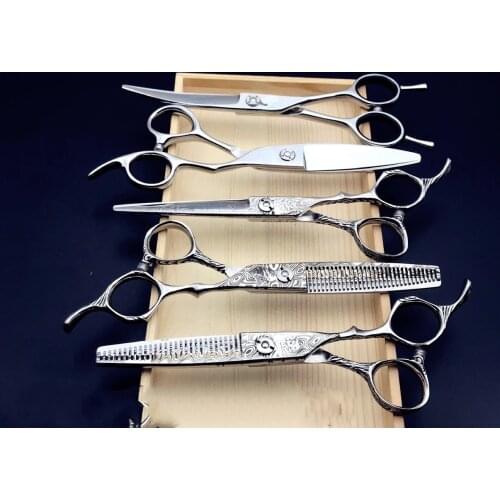 Japanese Hair Scissors Hairdressing Scissors Shaver and Hairdressing Scissors Set 6 Inch Silver Stainless Steel Type Size Teeth